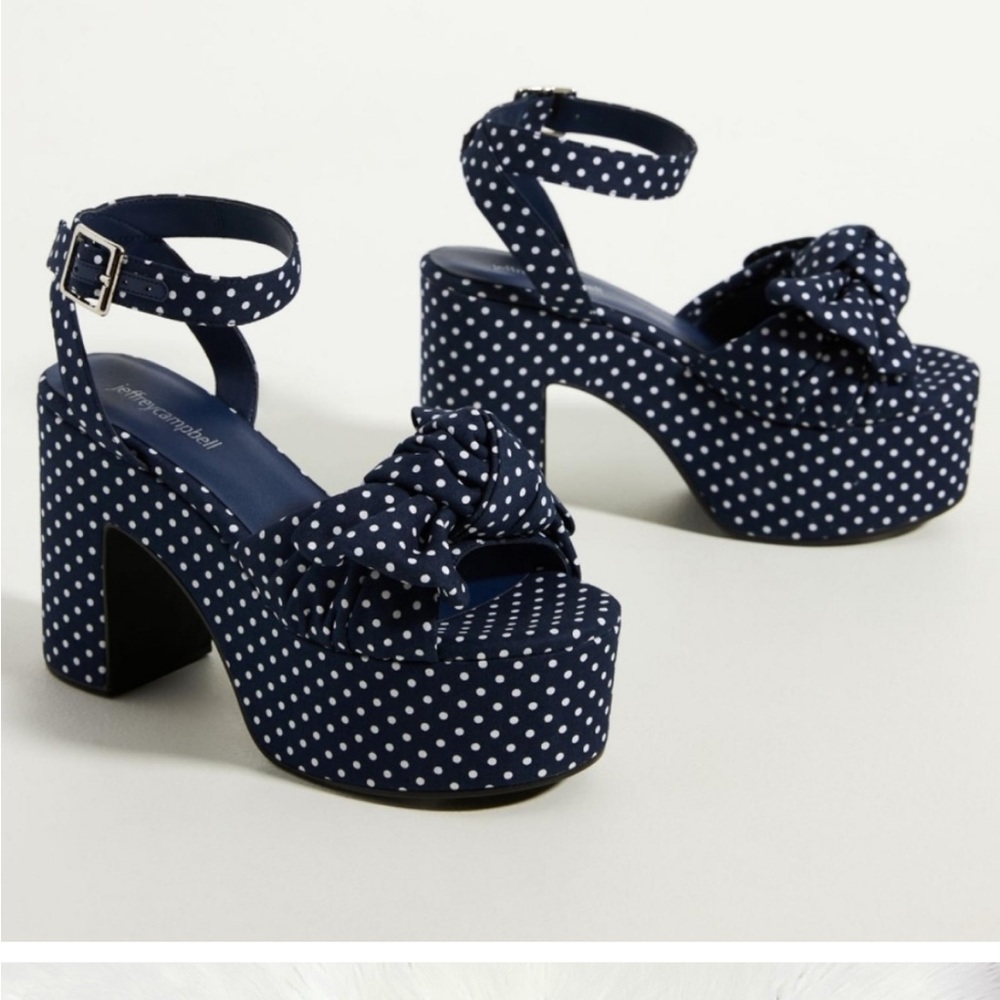 Anthropologie x Jeffrey Cambell nwot Picnic polka dot platform sandals size 8